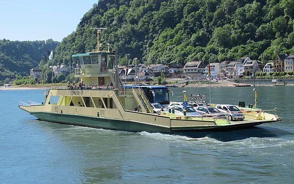 A Ferry crossing the river rhine
