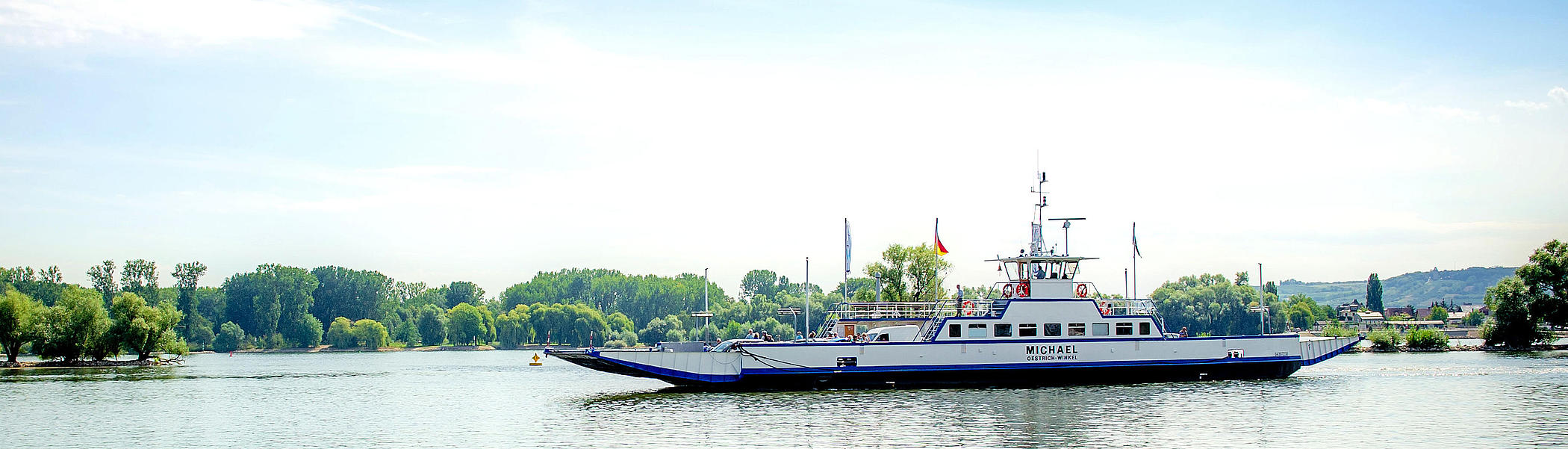 A ferry on the river rhine