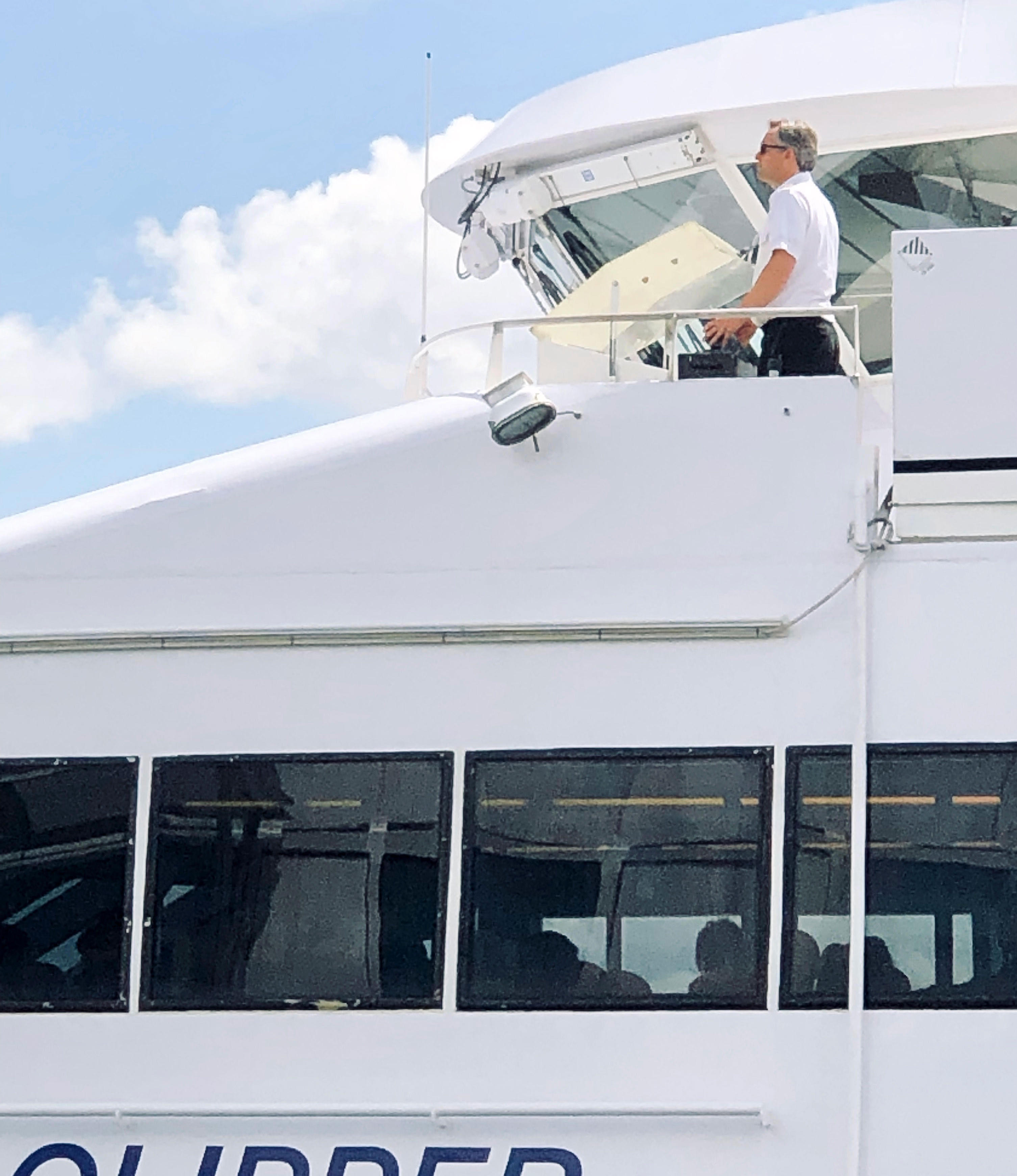 Clipper captain steering.