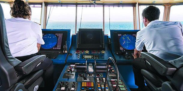 View from the captain's bridge to the open sea