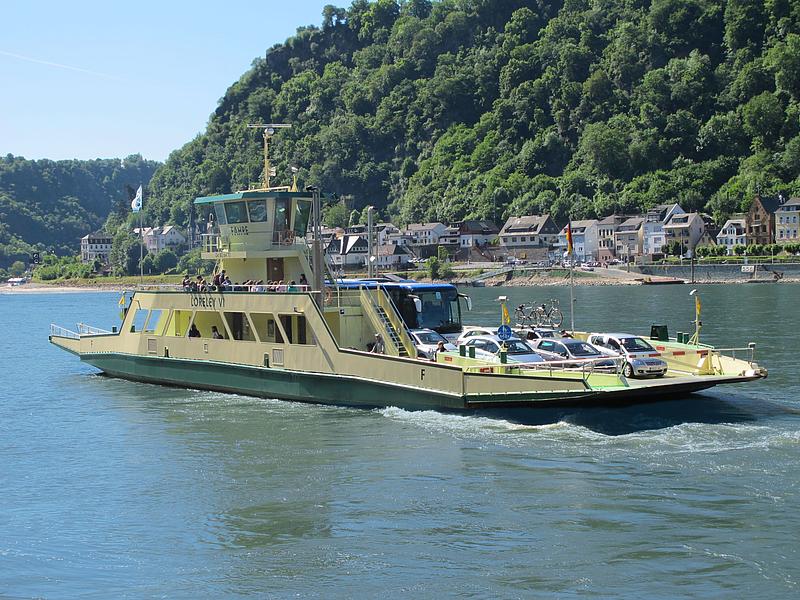 A Ferry crossing the river rhine