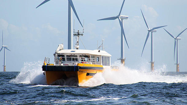 Offshore crew transfer vessel "Windcat 24" offshore.