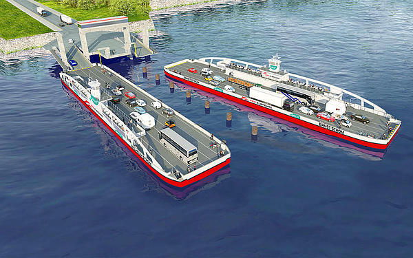 Two sustainable ferries from above
