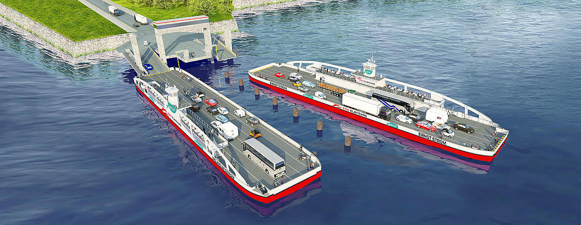 Two sustainable ferries from above