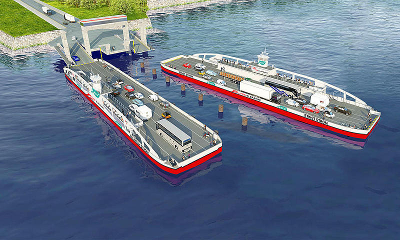 Two sustainable ferries from above