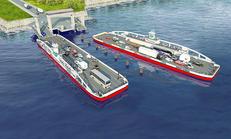 Two sustainable ferries from above