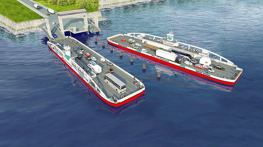 Two sustainable ferries from above