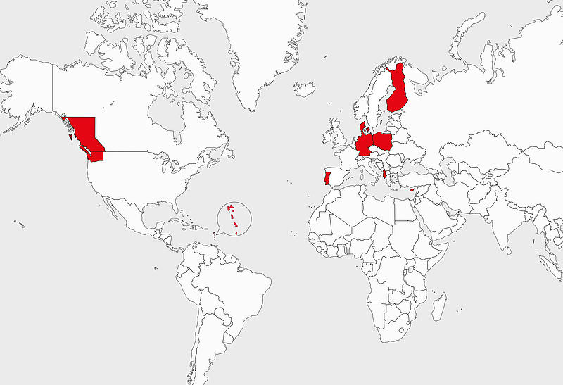 World Map of all the sites of FRS.