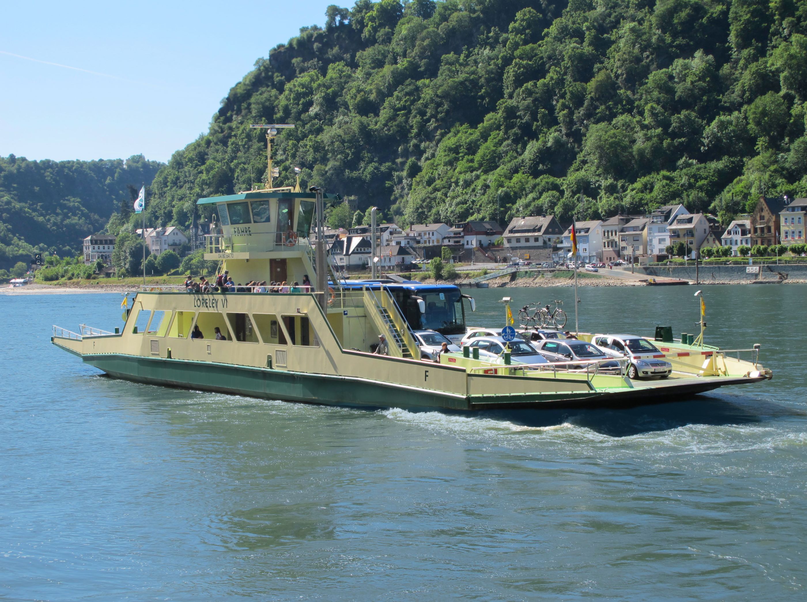 A Ferry crossing the river rhine
