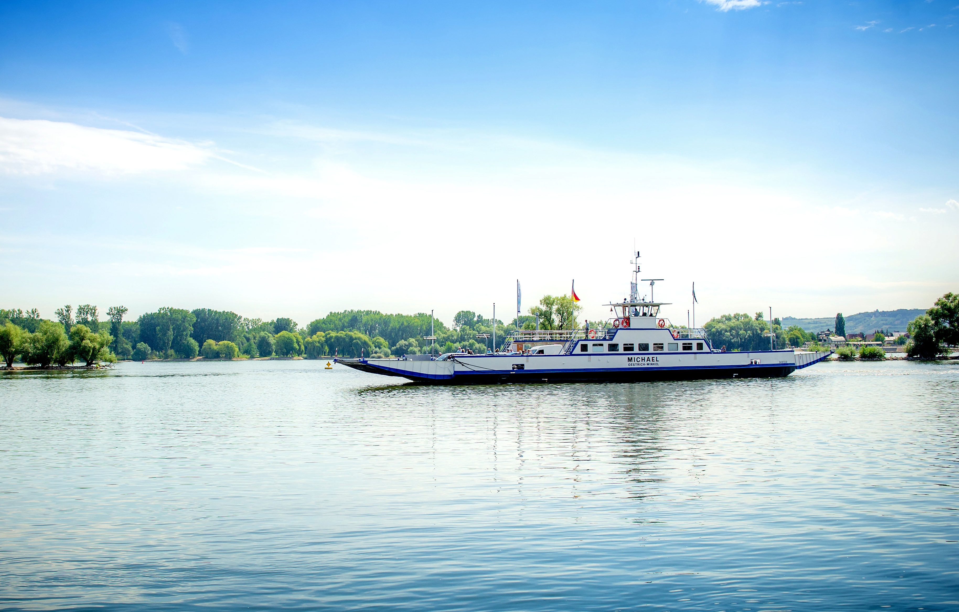 A ferry on the river rhine